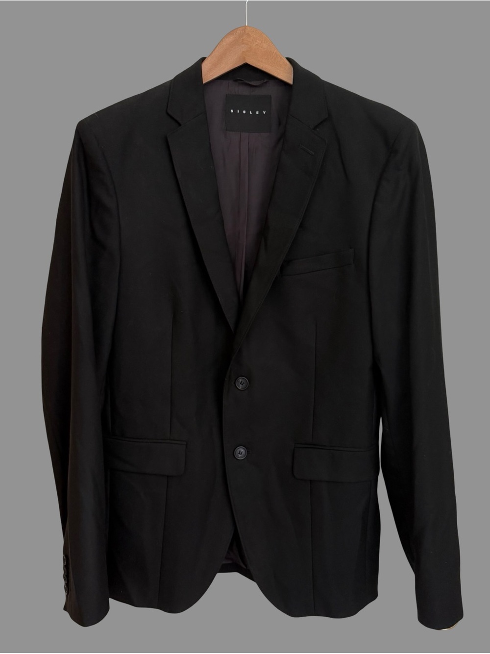 Sisley Black Two Button Fitted Blazer EU46